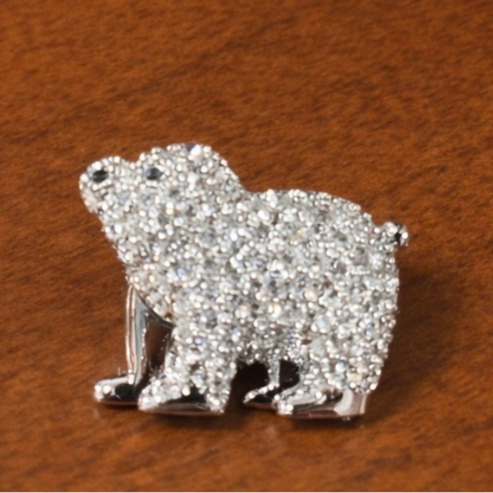 Mini Swarovski polar bear pin